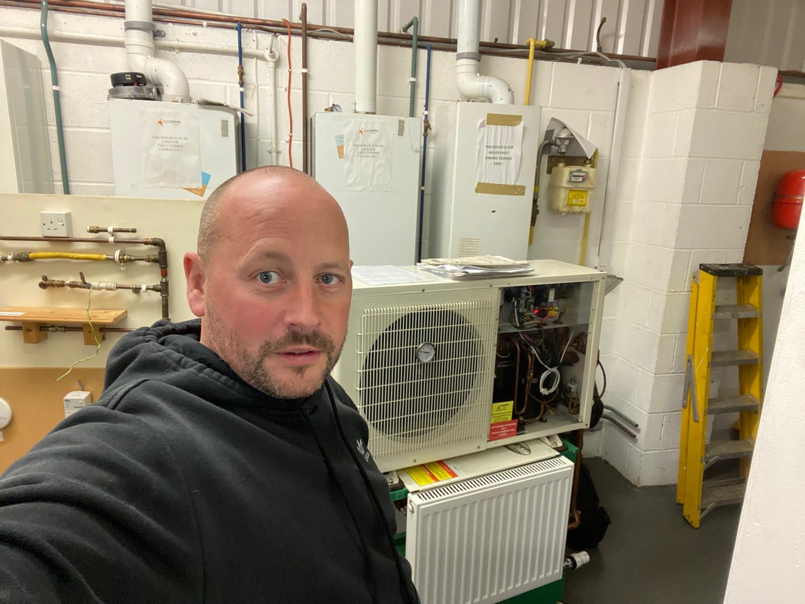 Mike of MJL PLumbing undertaking his MCS Air Source Pump Training MJL